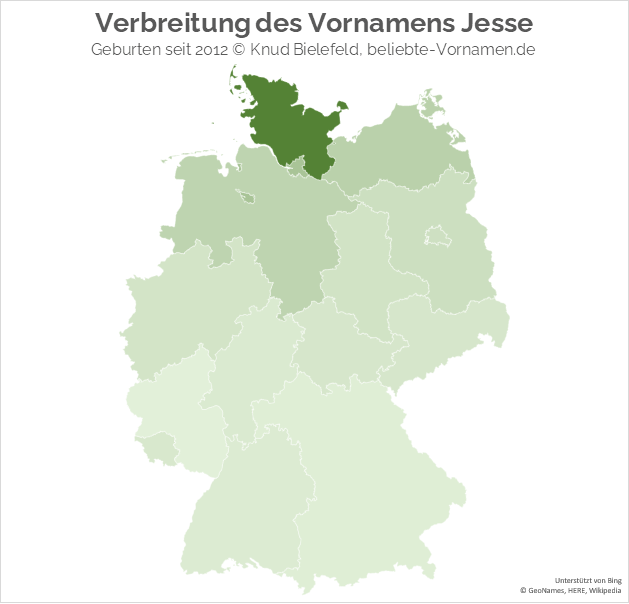 Besonders beliebt ist der Name Jesse in Schleswig-Holstein.