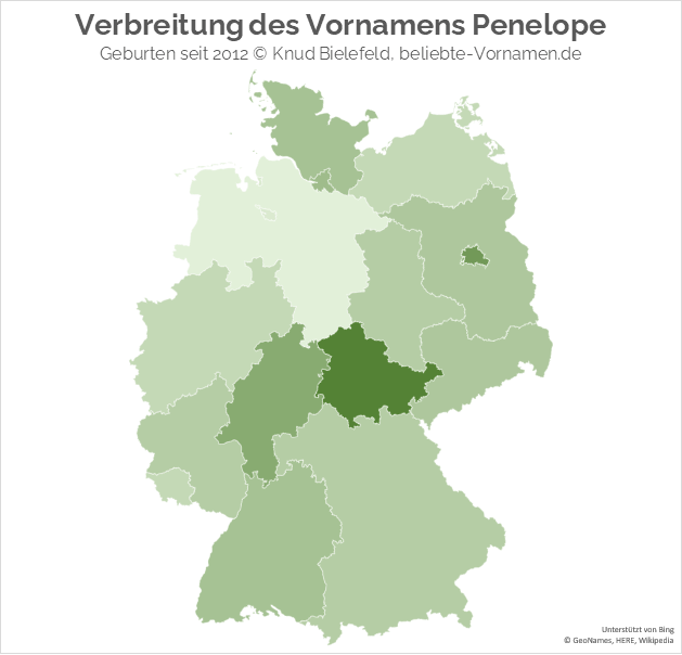 Am beliebtesten ist der Name Penelope in Thüringen und Hessen.