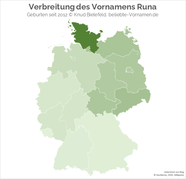 Am populärsten ist der Name Runa in Schleswig-Holstein.